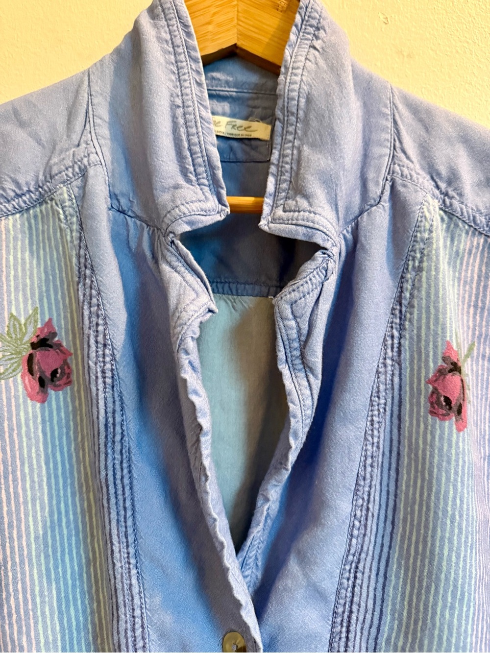 Free People We The Free Big Blooms Shirt, Large, Blue Combo - Picture 5 of 16